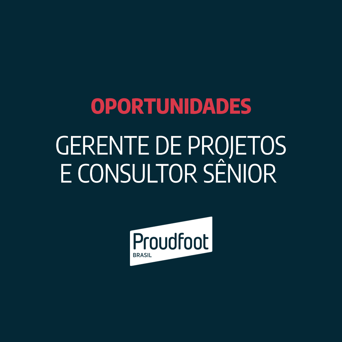 Oportunidades para Gerentes de Projetos e Consultores Seniores